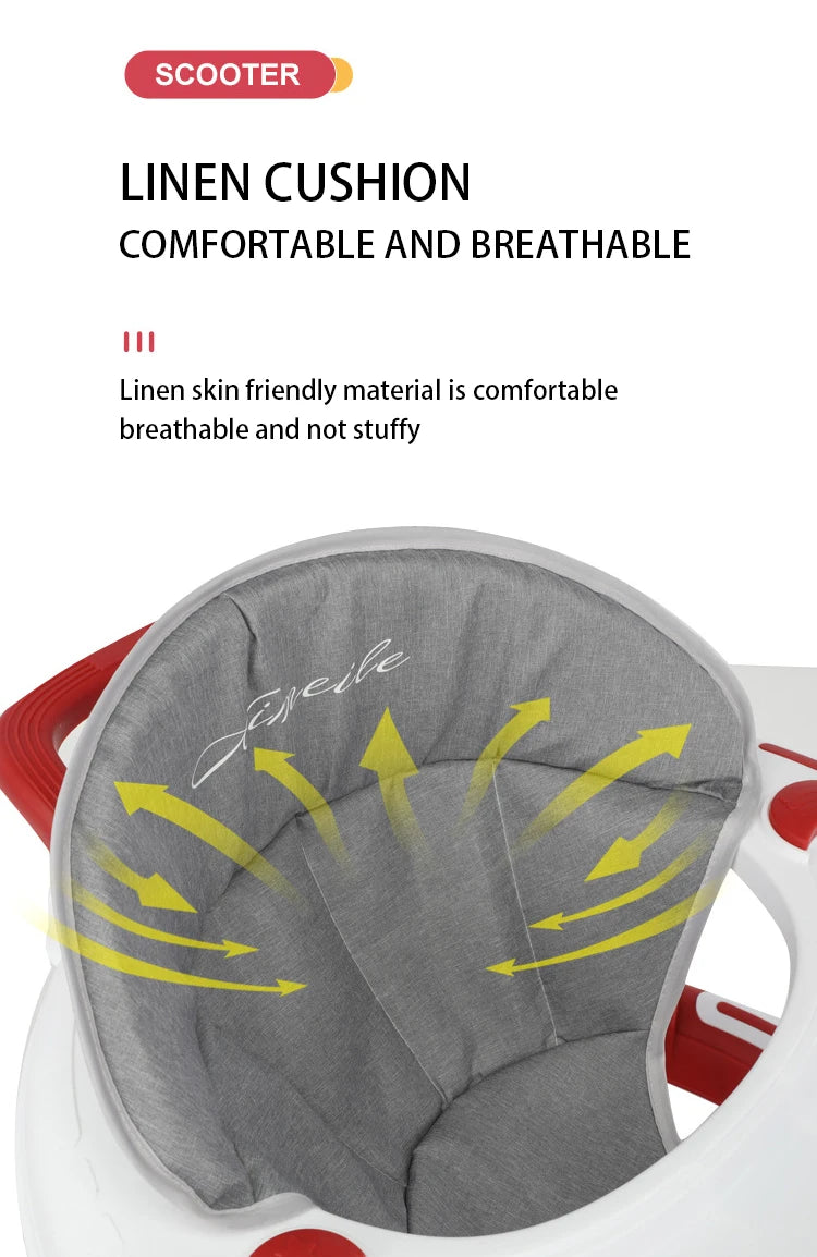 Foldable and adjustable baby multi-function walker Newborn learning cart with music with wheels and seats