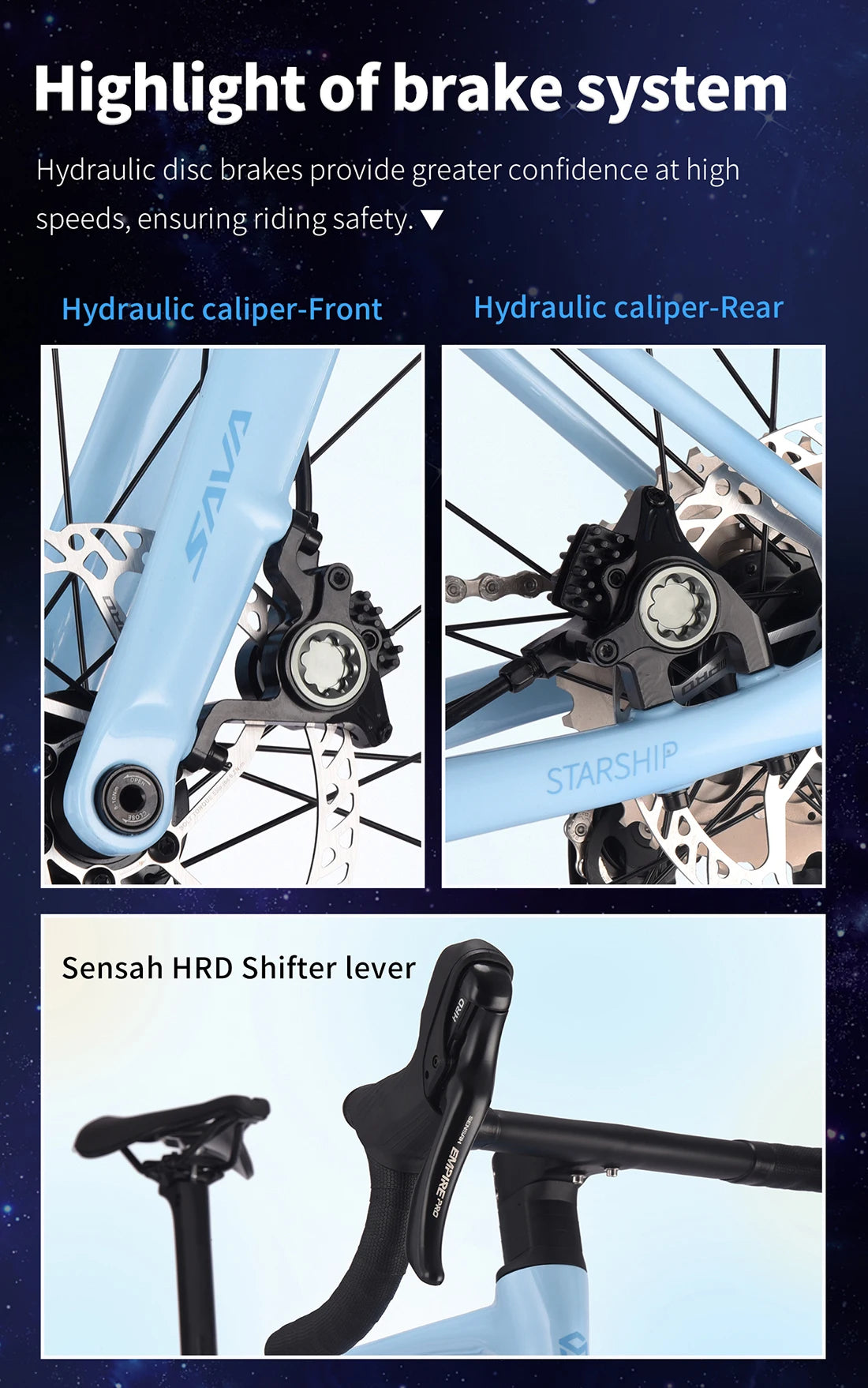 SAVA NEW STAR SHIP Carbon Road Bike, Adult Racing Bike, Equipped With Shimano 105 R7100, 24-Speed Hydraulic oil Brakes