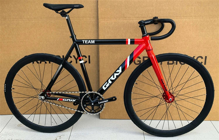 Fixed Gear Bike GRAY TEAM Fixie Bicycle Aluminum Alloy Material Frame With 40mm Rim Height Wheels