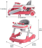 3 in 1 Foldable Baby Walker Anti Tip Toddler Push Walker with Removable Feeding Tray No Battery Anti O Leg