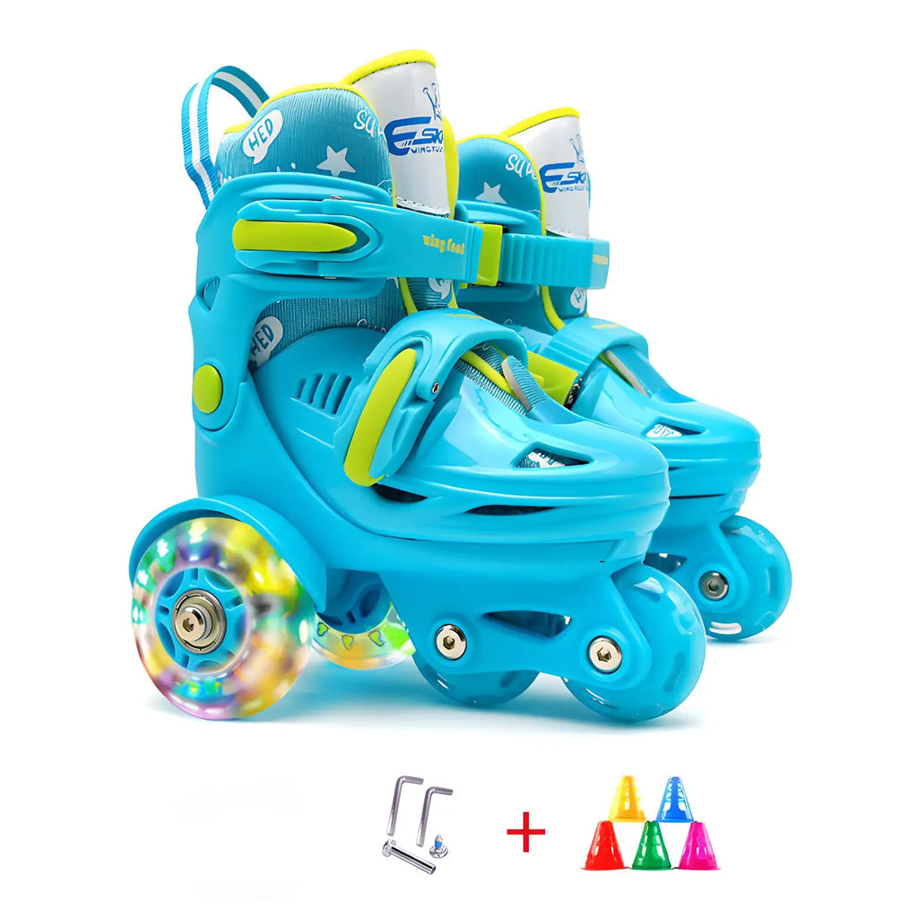 Kids Roller Skates Beginners Three-Point Roller Skates with Light up Wheels Adjustable Safety Assist Roller Skating Shoes