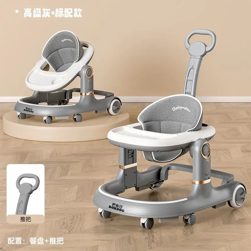 New 4-in-1 Multifunctional Baby Walker Anti-Bow Legs Anti-Tip Design 360° Swivel Silent Wheels Suitable 6-18 Months Solid Color