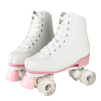 size 32-40 White Roller Skates for Women PU Leather Sneakers Flash Wheels Shoes for Beginners Teens for Woman Girls Boys Adult