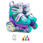 Kids Roller Skates Beginners Three-Point Roller Skates with Light up Wheels Adjustable Safety Assist Roller Skating Shoes