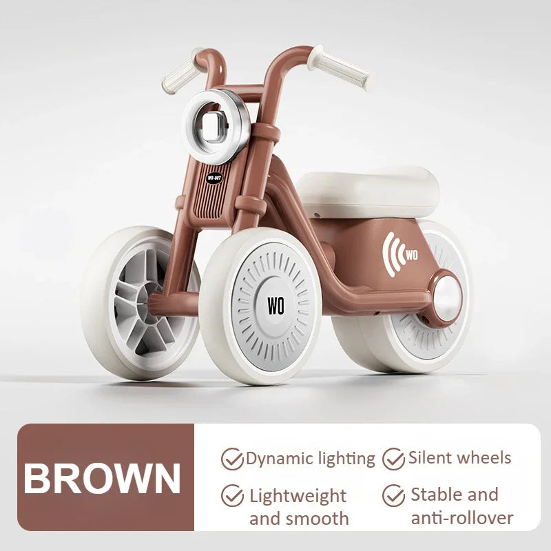 Kids Balance Bike Ride-on Motorcycle Toddler Balance Bike with Music & Lights Sturdy Non-Tip Design Quiet Wheels for Boys Girls