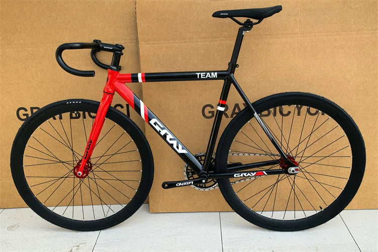 Fixed Gear Bike GRAY TEAM Fixie Bicycle Aluminum Alloy Material Frame With 40mm Rim Height Wheels