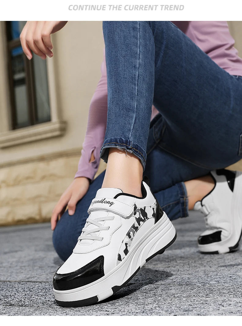 Roller Skate Shoes Kids Snickers With Wheels Children Rollerskates Fashion Outdoor Sports Shoes Girls Boys Gifts For Kids