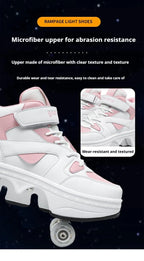 Women's High Top 4 Wheel Roller Shoes Fashionable Unisex Automatic Pop-up Sneakers With Wheels Dual-purpose Skating Casual Shoes