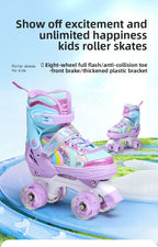 Children's Roller Skates2-12Beginner's Colorful Four-Wheel Flashing Roller Skates for Boys and Girls
