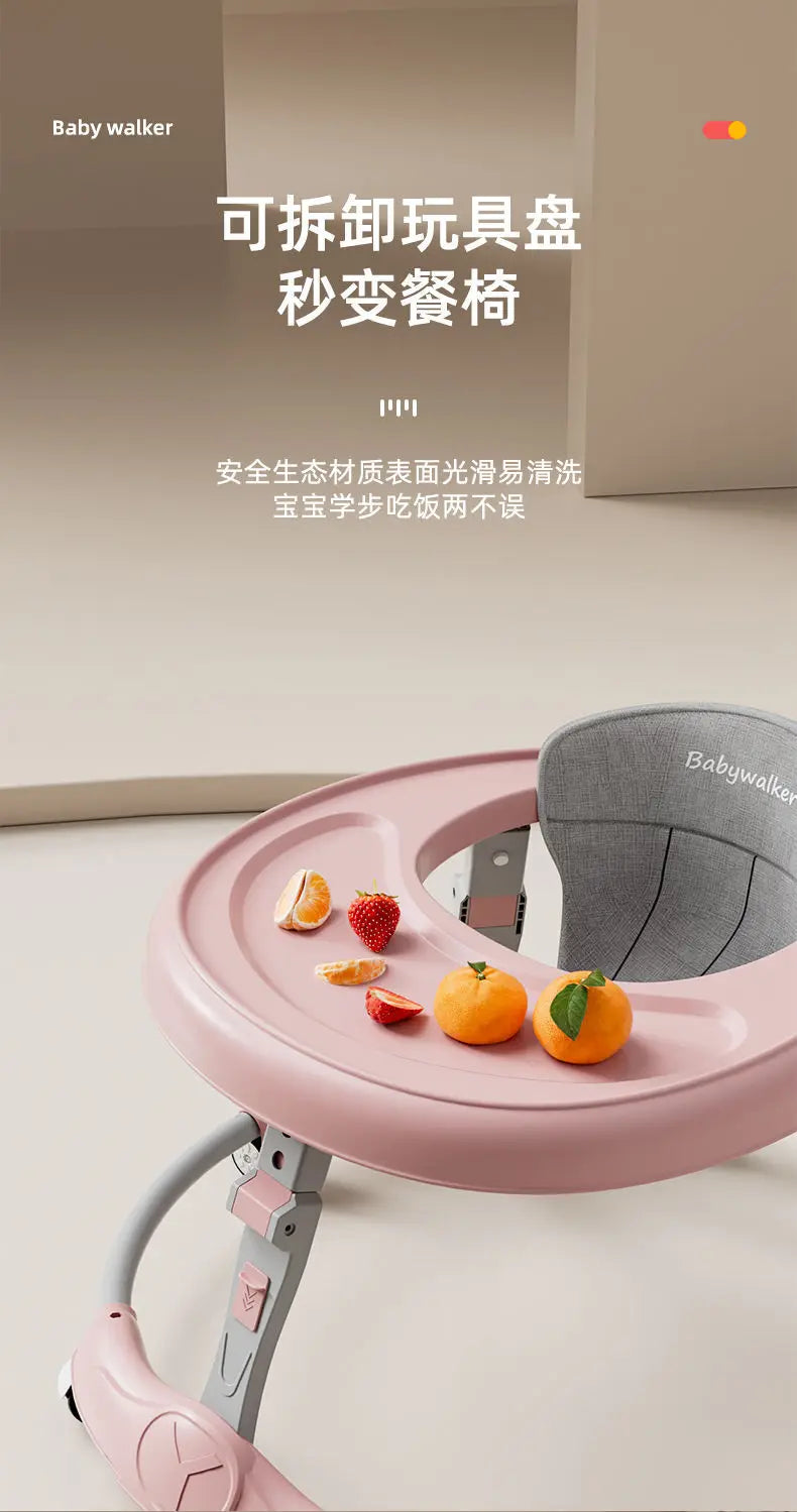 Baby Walker 7-speed Adjustable Music Multi-function Anti-O-leg Anti-rollover Folding Baby Walker for 6-18 Months