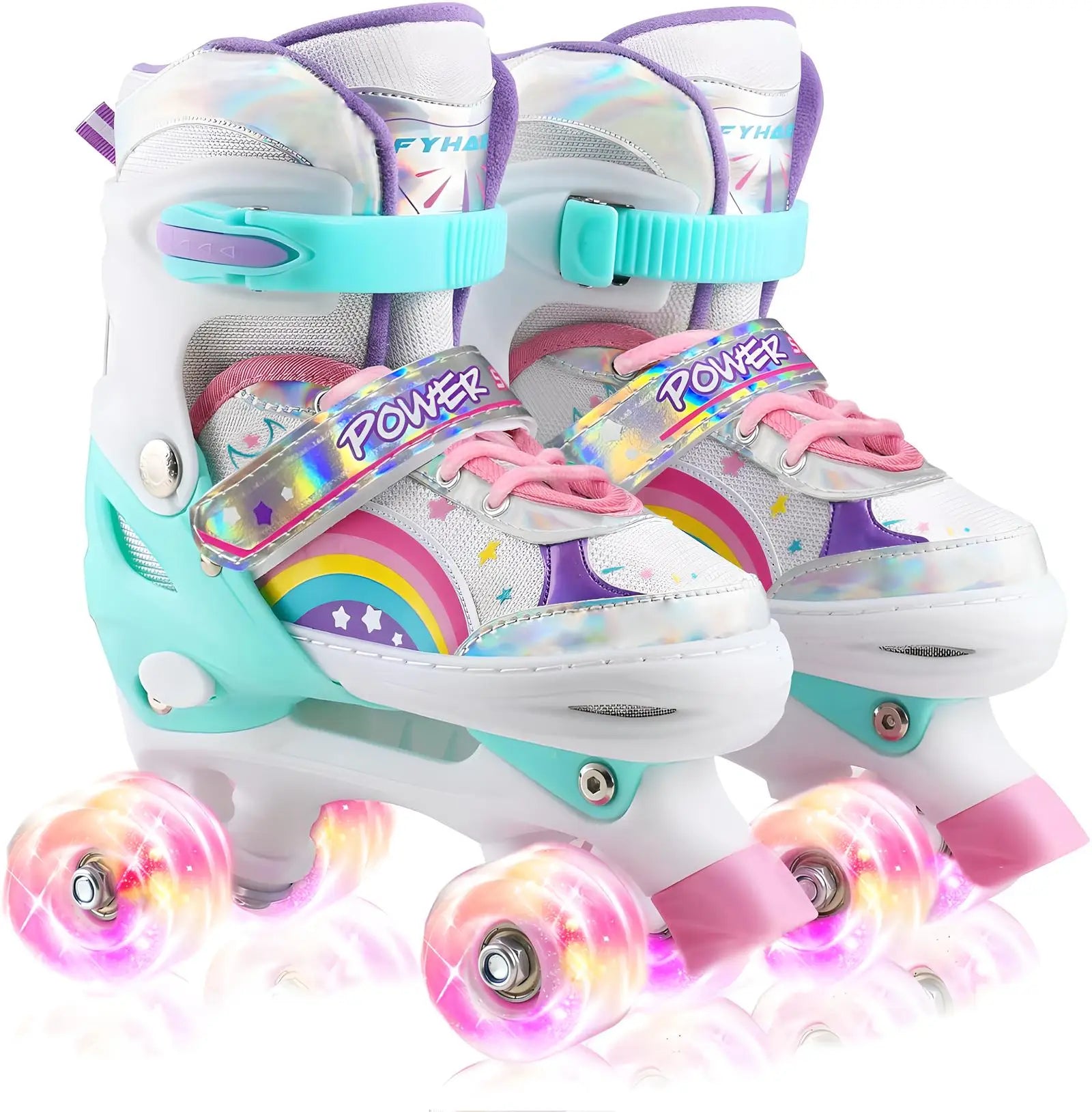 Boys Girls Kids Skates Children Roller Skates Skating Shoes PU Flashing 4 Wheels Roller Skates Sliding Adjustable Quad Sneakers