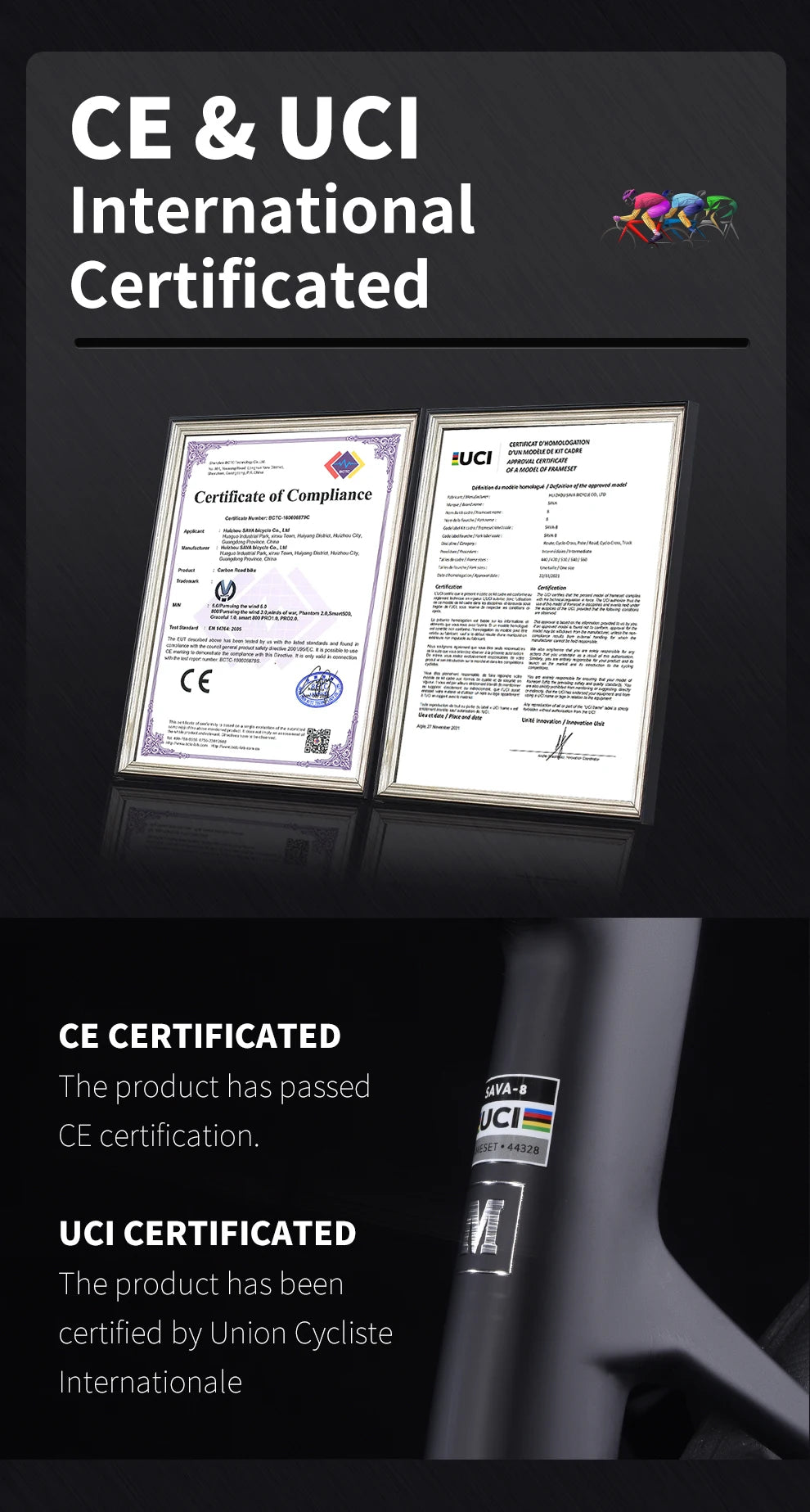 SAVA Full Carbon Fiber Road Bike Road Race-Specific Competition Bike CE+UCI International Certification