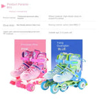 the Skating Shoes Children Beginners Baby Double Row Four-Wheel Boys Girls Roller Kids Skates