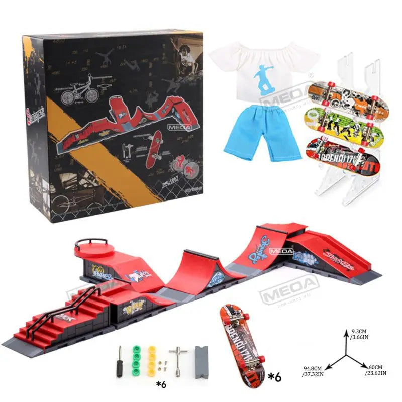 DIY Finger Skatepark 6-in-1 Set Professional Tech Practice Deck Platform Stunt Finger Skateboard Assemble Ramp Park Kits Toys
