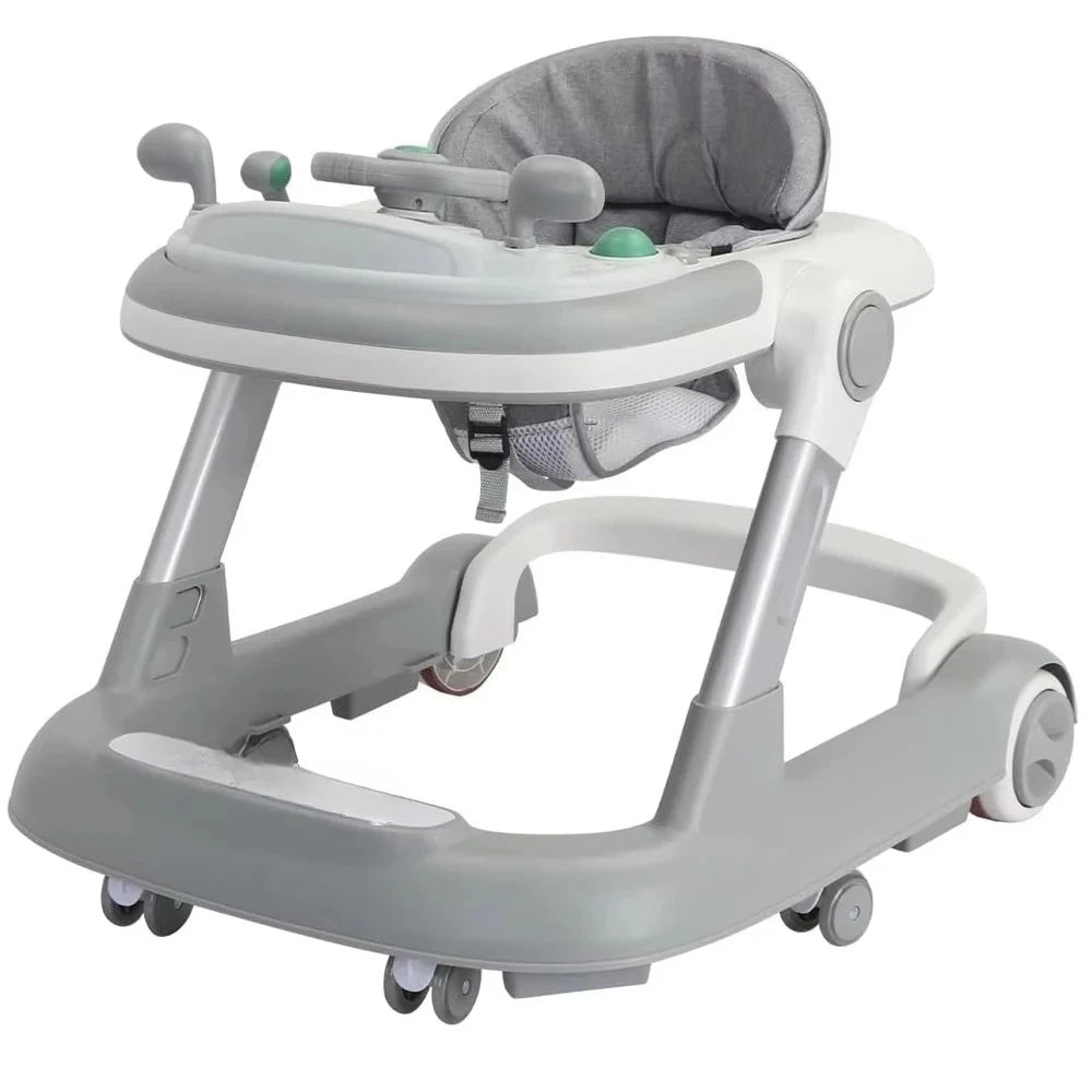 3 in 1 Foldable Baby Walker Anti Tip Toddler Push Walker with Removable Feeding Tray No Battery Anti O Leg
