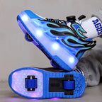 Roller Sneakers Kid Sport Gym Footwear Roller Skates 4 Wheels USB Charge Illuminated Shoes Boys Girls Casual Skateboard Shoes