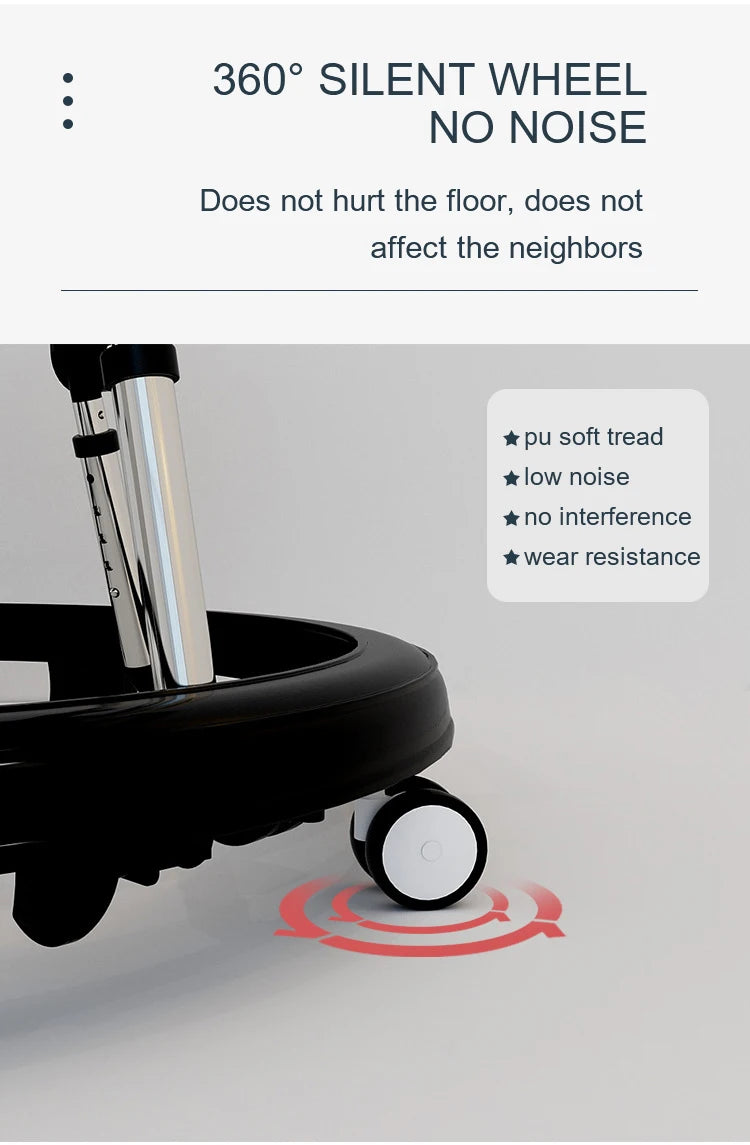 5-18M Baby Walker With Wheels Baby Toddler Foldable Multifunctional Anti-Rolling Anti-O-Leg Walker Height Adjustable Seat