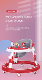 Foldable and adjustable baby multi-function walker Newborn learning cart with music with wheels and seats