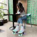 size 32 -41 Leather Double Row Roller Skates Inline Skate Shoes 4 Wheels Sneakers Women Men Adults Outdoor Sports Ice Skating