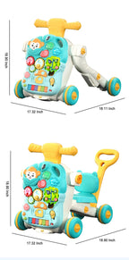 Versatile 5-in-1 Design Baby Walker Portable Toddler Trolley with Toys  6-12 Months Sit-to-Stand Learning Walker