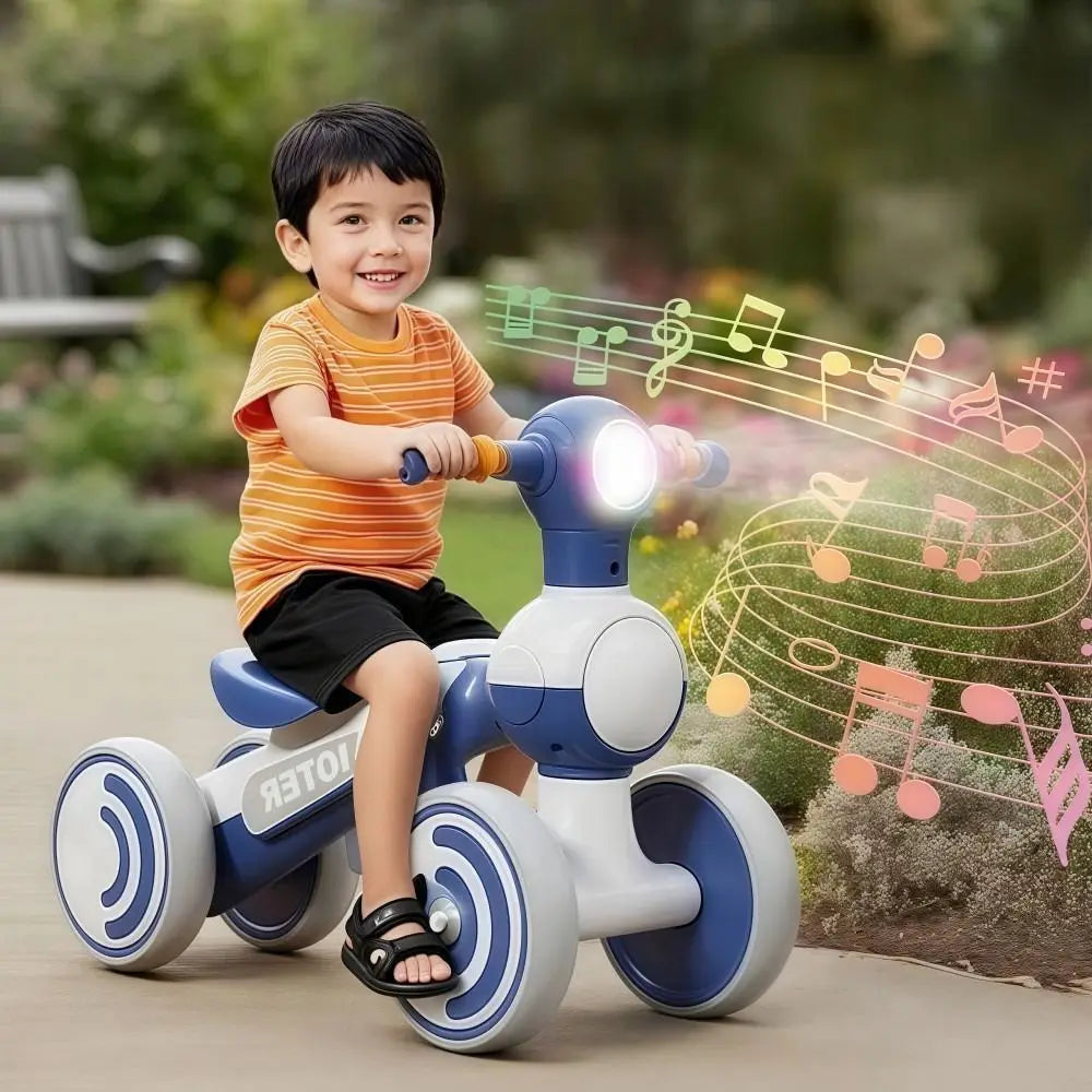 Mini Baby Balance Bike with Music & Lights Multifunction Children Bicycle Cartoon 4 Wheels Walker Balancing Scooter