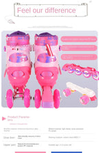 the Skating Shoes Children Beginners Baby Double Row Four-Wheel Boys Girls Roller Kids Skates