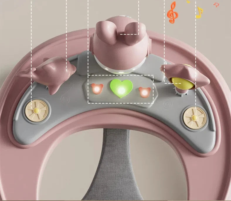 7-speed Adjustable Music Multifunctional Anti Rollover Foldable Walker for Babies Aged 6-18 Months Regular Wheel Plate Style