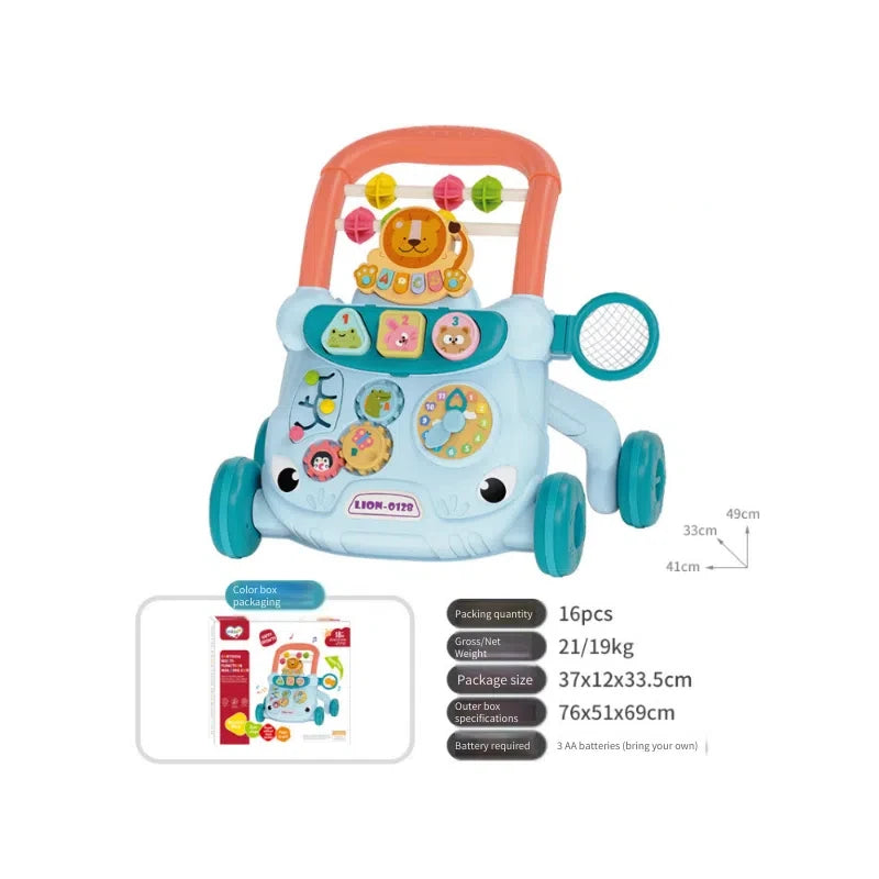 Baby Walker Toy Infant Music Learning Walking Trainer Anti-Tip Multifunctional Push Assist Wheels Activity Stroller for Toddlers