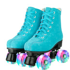 Pink Purple Blue Women Double Row Roller Skates Leather Breathable 4 wheel Sliding Skating Rollers sneakers size 31 32 33 34 35