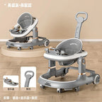 New 4-in-1 Multifunctional Baby Walker Anti-Bow Legs Anti-Tip Design 360° Swivel Silent Wheels Suitable 6-18 Months Solid Color