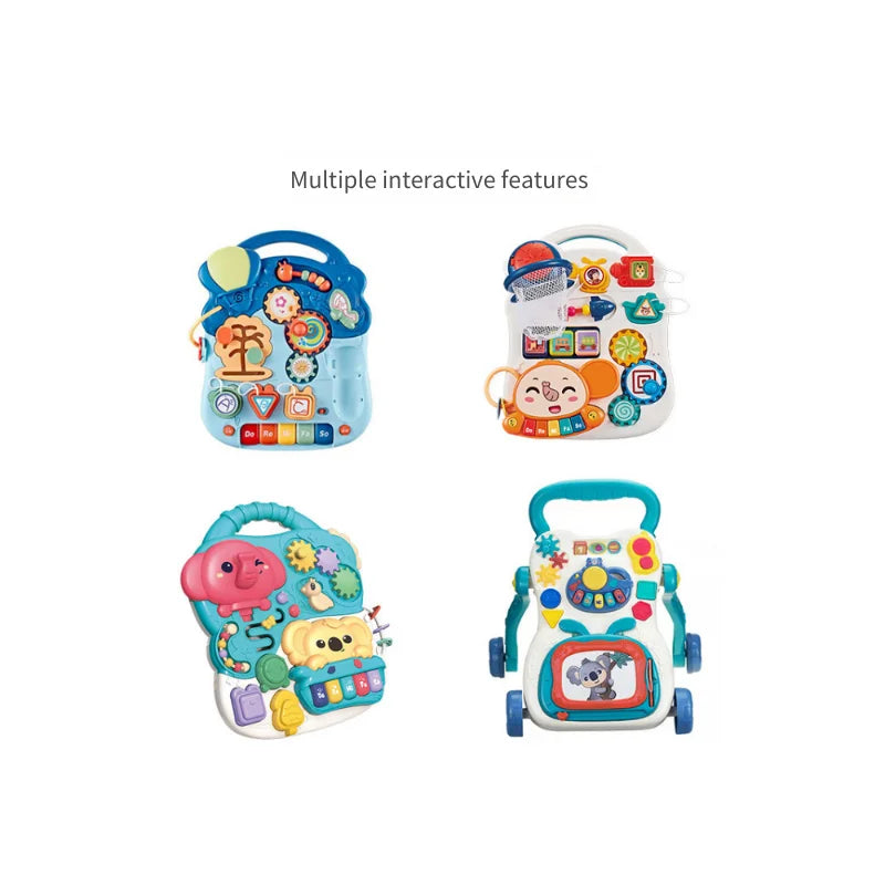 Baby Walker Toy Infant Music Learning Walking Trainer Anti-Tip Multifunctional Push Assist Wheels Activity Stroller for Toddlers