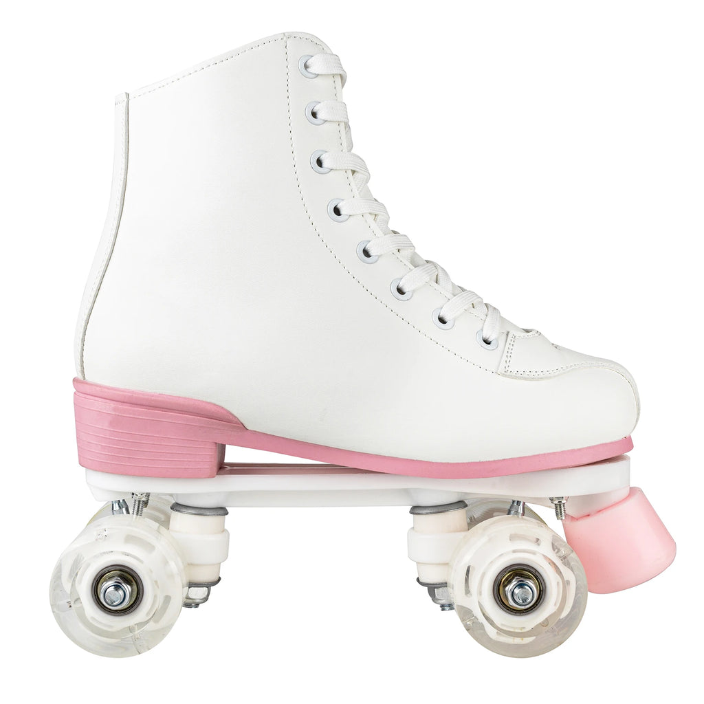 size 32-40 White Roller Skates for Women PU Leather Sneakers Flash Wheels Shoes for Beginners Teens for Woman Girls Boys Adult