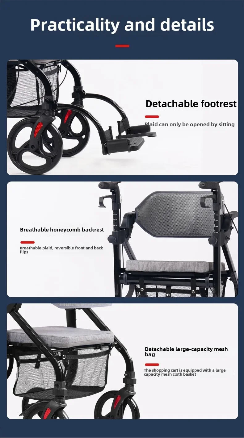 Wheelchair walker special assisted walking for the elderly, rehabilitation walking car, elderly people can push or sit