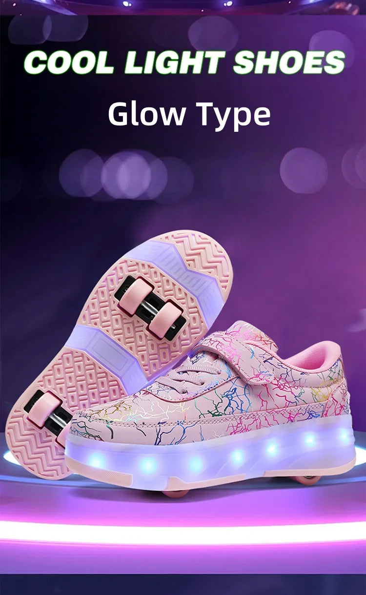 4 Wheel Dual-Use Roller Skates With Detachable Wheels,Sneakers, Boys And Girls Shoes With Wheels,Speed Skate