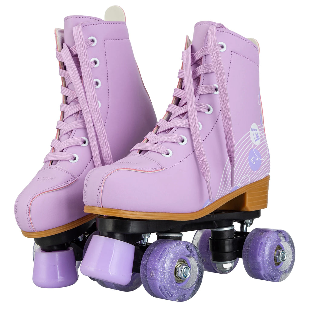 Pink Purple Blue Women Double Row Roller Skates Leather Breathable 4 wheel Sliding Skating Rollers sneakers size 31 32 33 34 35