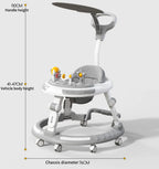 6-30 months old baby foldable baby walker multi-functional baby walking aid cart with music disc baby walker anti-slip cart