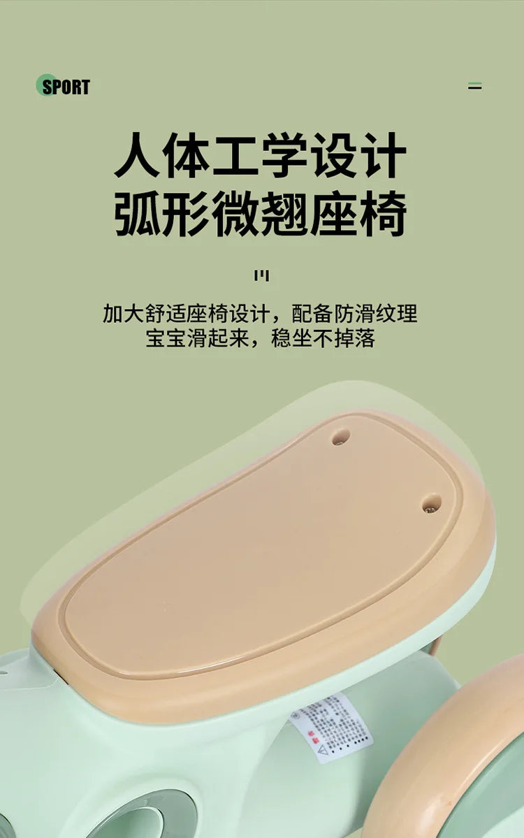 Children's Balance Bike Baby No Pedals, Anti-rollover Four-wheel Twist Wheel Lighted Wheels