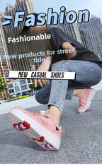 Detachable Wheel Roller Skate Shoes Children's Speed Roller Skates Boys' Sports Racing Sneaker with 2 Wheels Ice Skating Shoes