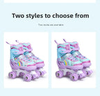 Children's Roller Skates2-12Beginner's Colorful Four-Wheel Flashing Roller Skates for Boys and Girls