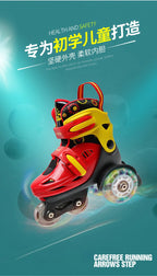 Children Skates High Elastic PU Double-row Roller Skates For Age 2-8 Kids Skating Shoes Adjustable Size