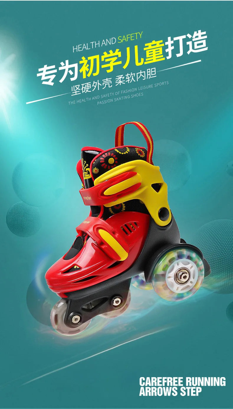 Children Skates High Elastic PU Double-row Roller Skates For Age 2-8 Kids Skating Shoes Adjustable Size