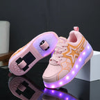 2023 New Dual-purpose Roller Skating Deformation Shoes Double Row Roller Skating Shoes Modified Version Four-wheel Running Shoes