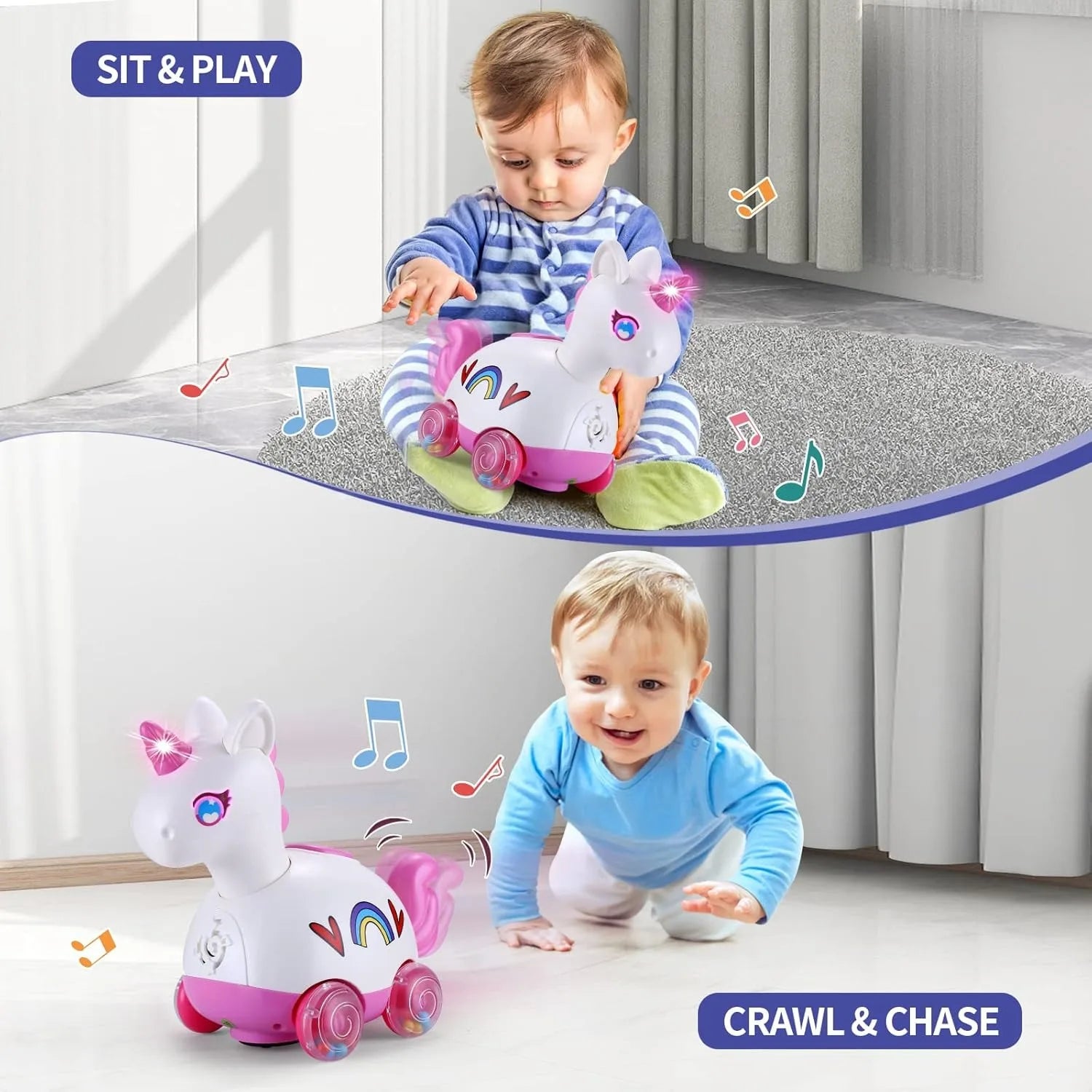 Unicorn Musical Light up Infant Toy for Baby Girls 3-18 Months Tummy Time Crawling Learning Activity  Perfect 1st Birthday Gift