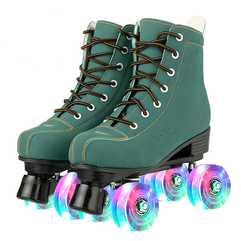 Pink Purple Blue Women Double Row Roller Skates Leather Breathable 4 wheel Sliding Skating Rollers sneakers size 31 32 33 34 35