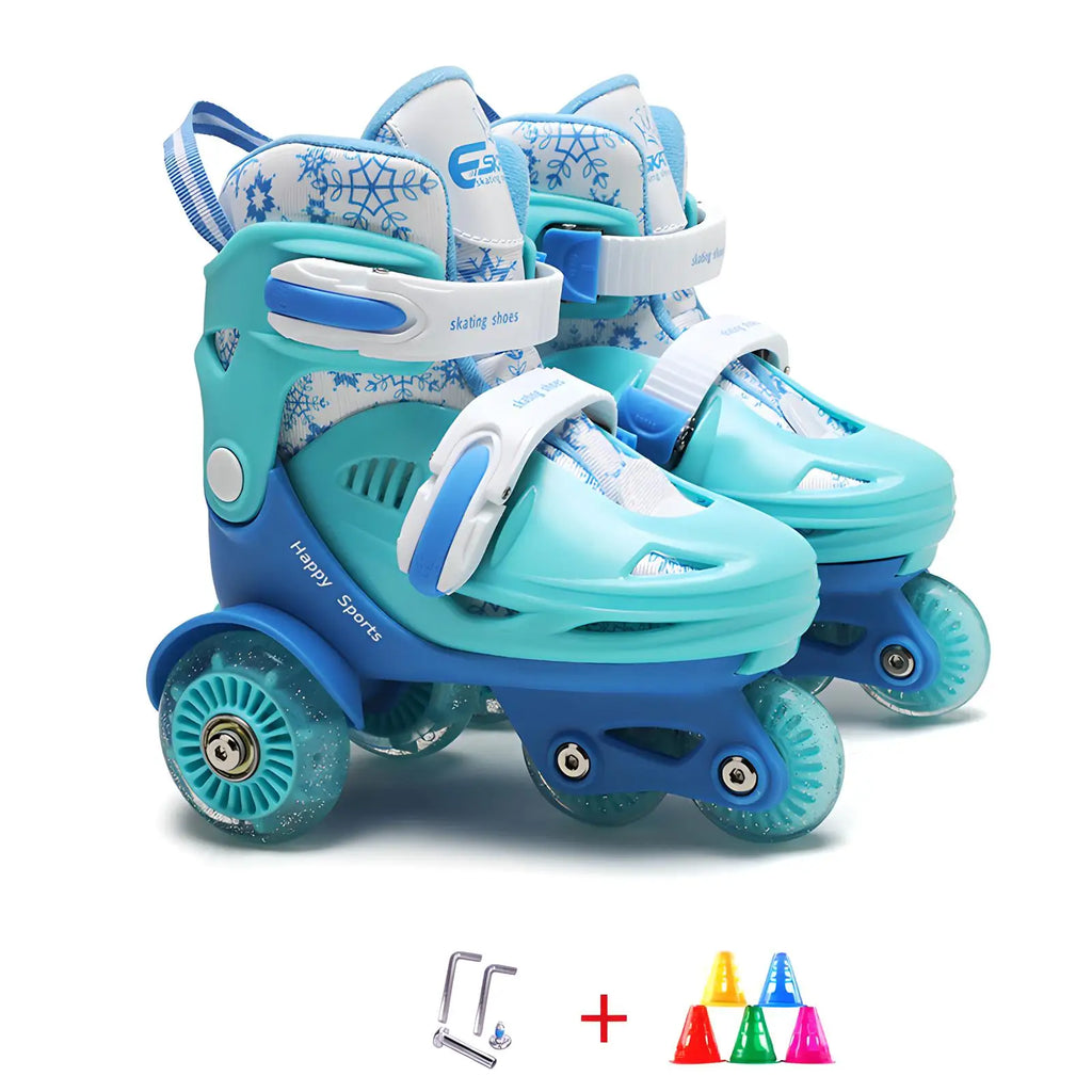 Kids Roller Skates Beginners Three-Point Roller Skates with Light up Wheels Adjustable Safety Assist Roller Skating Shoes
