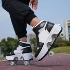 Double Row 4-Wheel Skates Roller Shoes with Wheels Dual-Purpose Racing Roller Sneakers Skateboard Shoes Speed Roller Skate Shoes