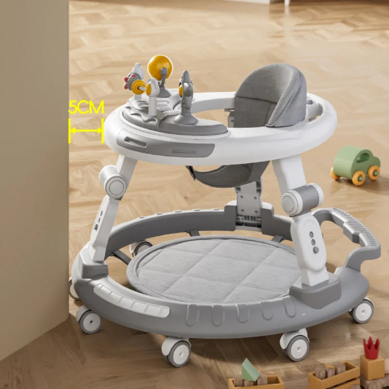 6-30 months old baby foldable baby walker multi-functional baby walking aid cart with music disc baby walker anti-slip cart