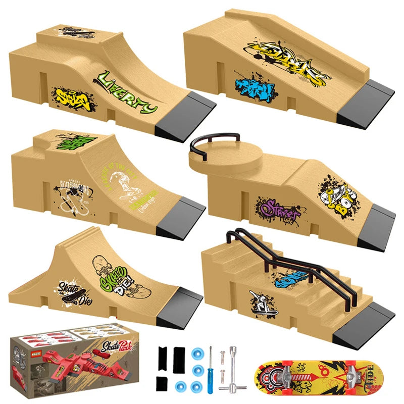 Fingertip Skateboard Children Toys Finger Sports Field Training Props Park Ramp Railings Slope Model Fingertip Skateboard Games