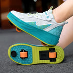 New Boys' 2 Wheel Dual-use Luminous Roller Skates For Boys And Girls Students Outdoor Wheeled Sports Shoes