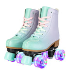 size 32 -41 Leather Double Row Roller Skates Inline Skate Shoes 4 Wheels Sneakers Women Men Adults Outdoor Sports Ice Skating